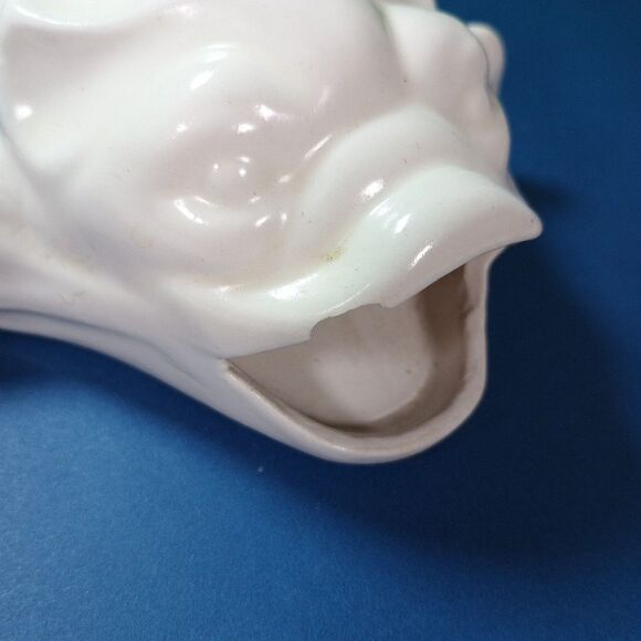 White Ceramic Koi Fish Planter Vase Asian Coastal Decor MCM Style 10" - Picture 8 of 12